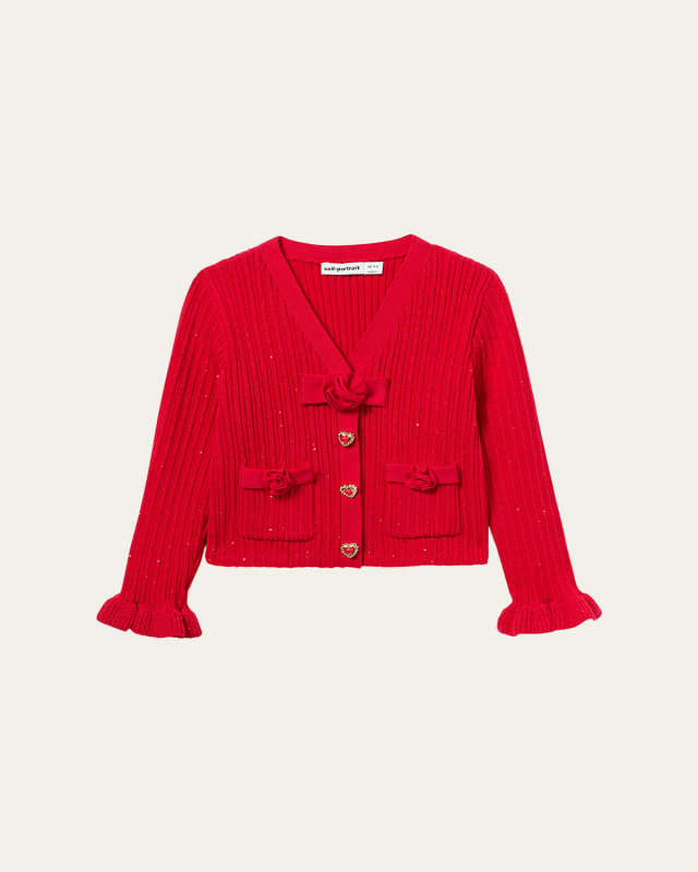 Girl's Rosette Knit Cardigan, Size 3T-12